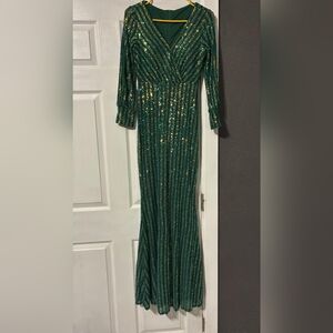 Green Sequin Gown